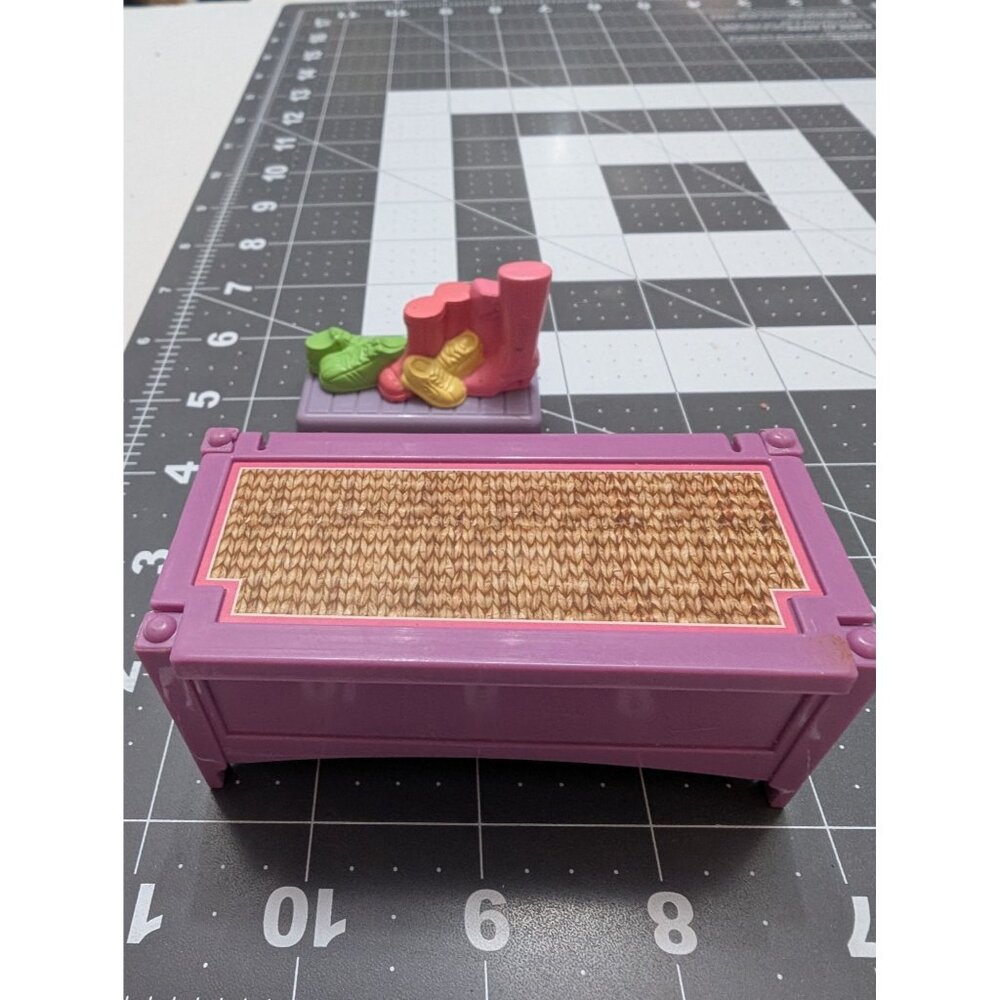 Fisher Price Loving doll house purple hope chest boots shoes mat lot 2 vtg - Picture 8 of 8